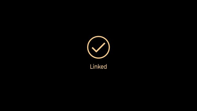 Linked text with minimalist loading and checkmark concept on the black background. Motion graphics of connected idea. Animation of 4k video. 