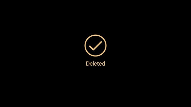 Deleted text with minimalist loading and checkmark concept on the transparent background. Motion graphics of remove idea. 4k video.