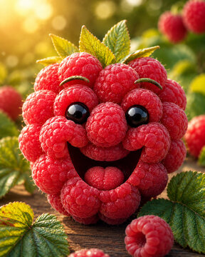 A cluster of raspberries