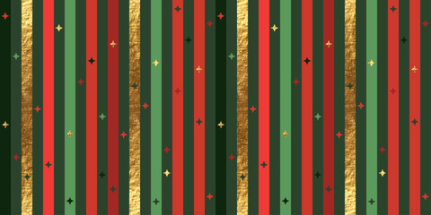 Naklejka premium Seamless pattern set with colorful lines, stripes, stars. Festive holiday repeat background. Design for happy birthday, Christmas, New Year endless wrapping paper print. Golden shiny texture. 