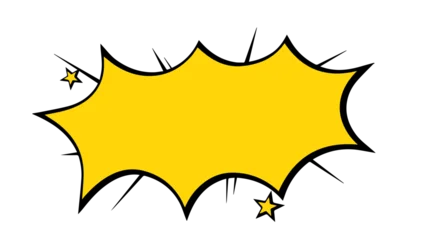 Fotobehang Pop Art Yellow comic explosion speech bubble with stars and black shadow vector illustration star shapes dialogue box message balloon comic element pop art chat box communication dialogue  © IsratJahan