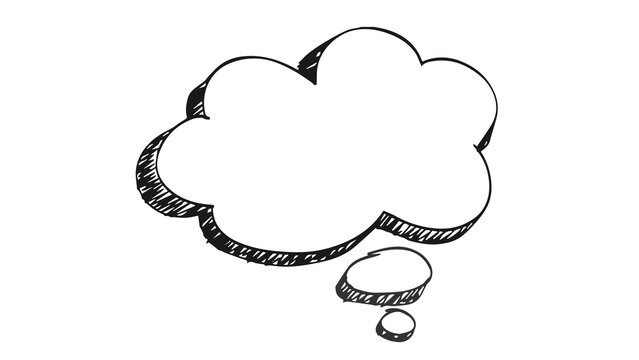 Hand drawn thought bubble sketch doodle illustration isolated on white background with speech bubble comic cloud thinking bubble dialogue box chat bubble vector doodle art isolated
