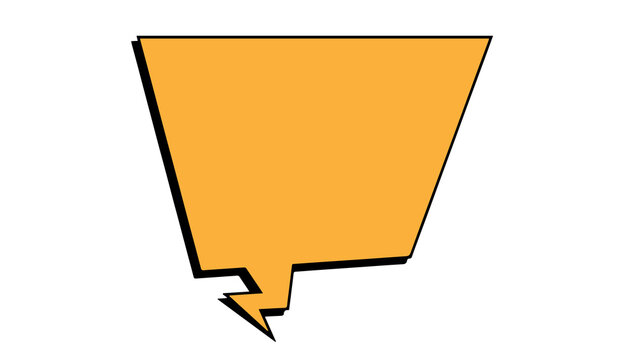 Orange comic speech bubble with lightning tail and black shadow vector illustration dialogue box message balloon comic element pop art chat box communication dialogue expression isolated