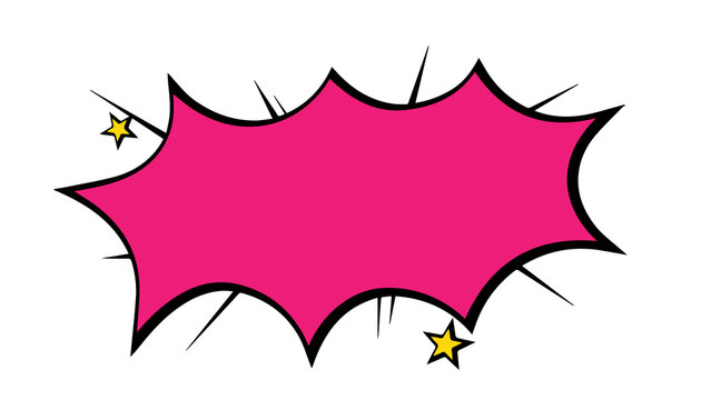 Bright pink comic explosion star burst graphic element with yellow stars burst shape cartoon explosion comic bubble comic book pop art action symbol explosion illustration abstract