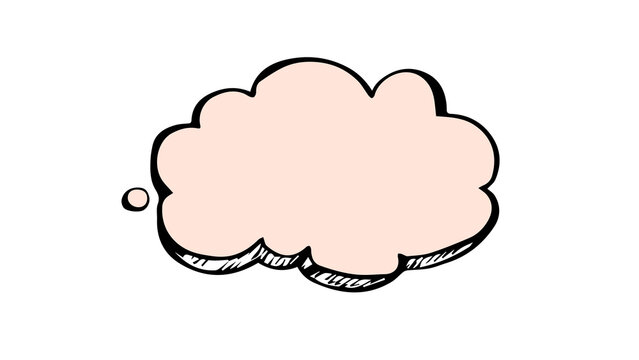 Light pink thinking cloud speech bubble sketch illustration with thought bubble comic bubble cloud shape dialogue box thought process thinking symbol thinking illustration dialogue