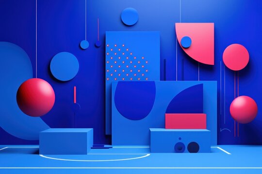 Memphis design of blue background art blackboard weaponry.