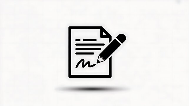 Black document icon with a pencil writing