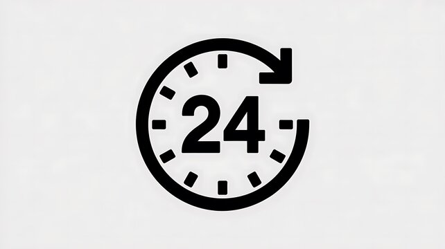 Black twenty four hour clock icon symbol
