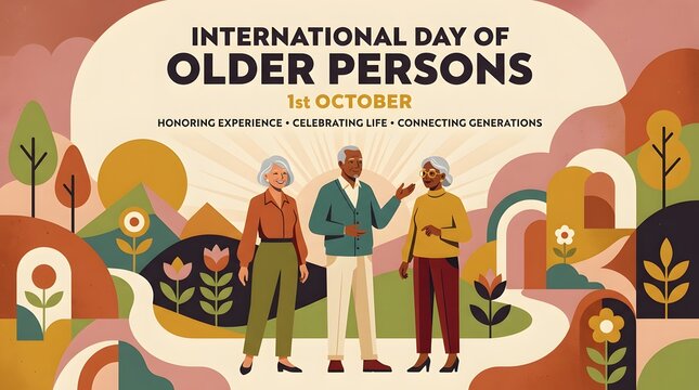 Floral ornament with senior adults celebrates international day of older persons