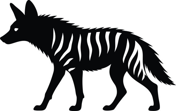 Aardwolf silhouette icon, vector image, aardwolf silhouette line art vector illustration, Aardwolf Black Silhouette Icon Set Collection Wildlife Vector Illustration
