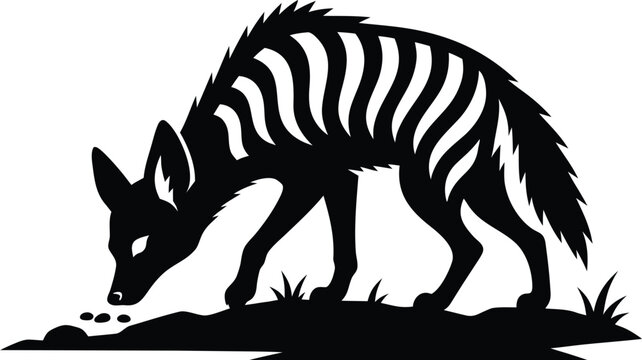 Aardwolf silhouette icon, vector image, aardwolf silhouette line art vector illustration, Aardwolf Black Silhouette Icon Set Collection Wildlife Vector Illustration
