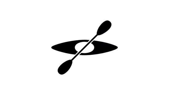 Black kayak and paddle icon vector design