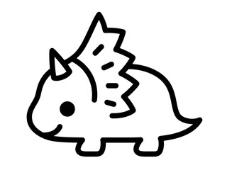 シンプルな線のトリケラトプスのアイコンのイラスト素材 © ふわぷか