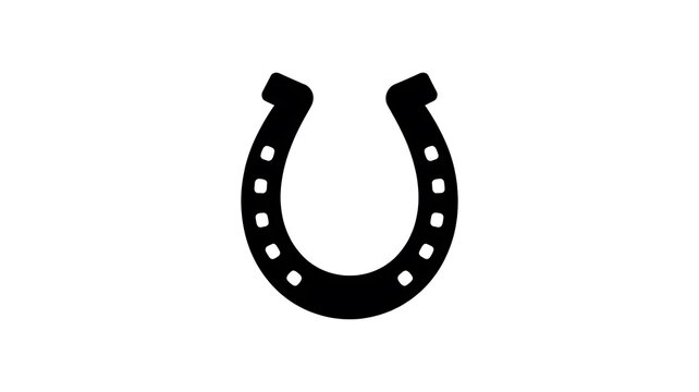 Black horseshoe icon for good luck design