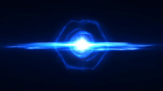 Glowing blue and orange energy streams converge and collide against dark abstract background