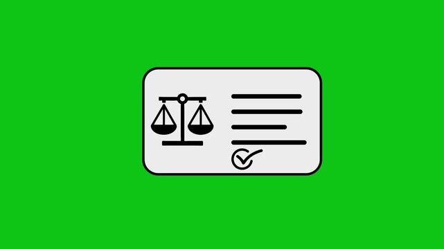 Legal document motion graphics green screen for justice and law animated clip.