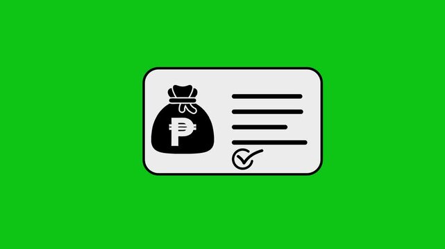 Philippine peso money bag animation on digital interface with green screen background for financial content.