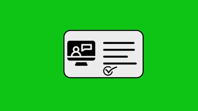 Online education certificate animation with computer icon on green screen background for remote learning motion graphics.