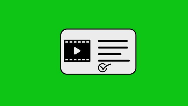 A motion graphic of a video content card with text and a checkmark, perfect for explainer videos or presentations on digital media.