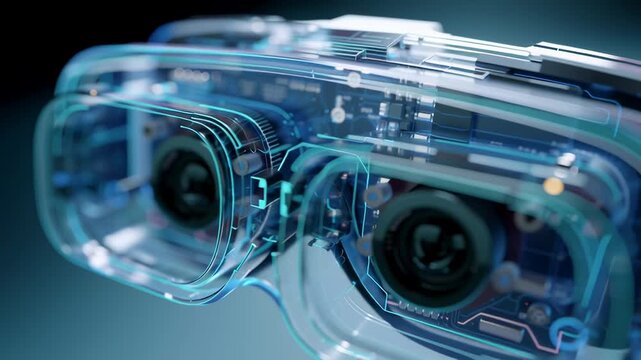 Transparent VR Headset Lens Close Up X-Ray Technology Render