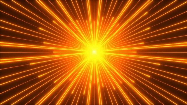 Orange Radial Light Burst With Central Glow Against Dark Abstract Background