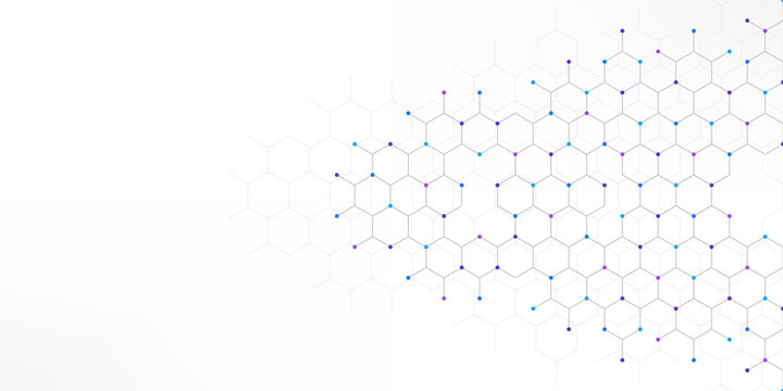 Graphic design element with abstract geometric background of simple hexagon pattern