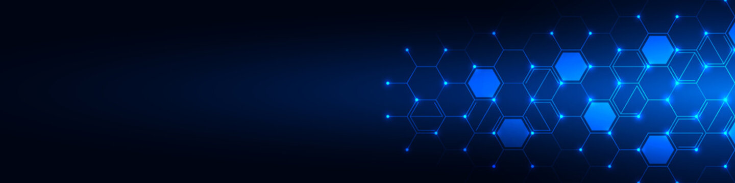 Abstract technology background and design element with hexagons pattern and geometric shapes