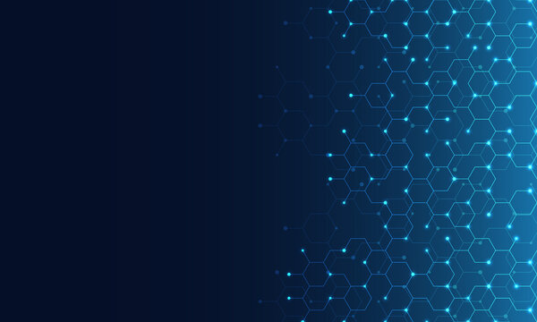 Abstract technology background and design element with hexagons pattern and geometric shapes
