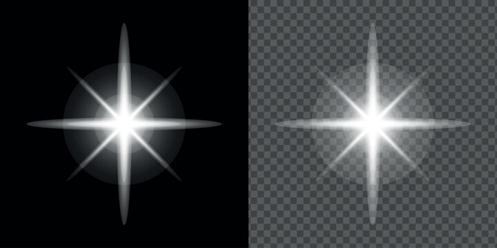Light Flare Starburst Glow Effect for Transparent Design and Overlay