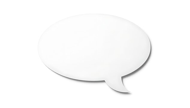 Blank White Speech Bubble Icon on White Background.