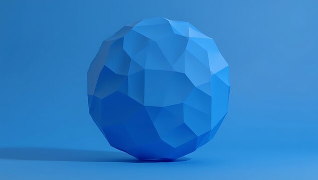 Abstract Blue Geometric Sphere on Blue Background.