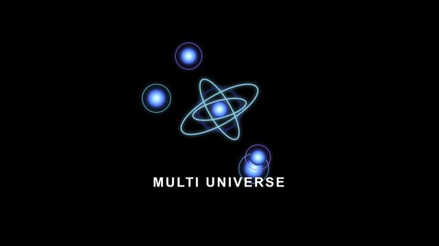 Multiverse Animated Icon with Connected Parallel Universes and Cosmic Orbits