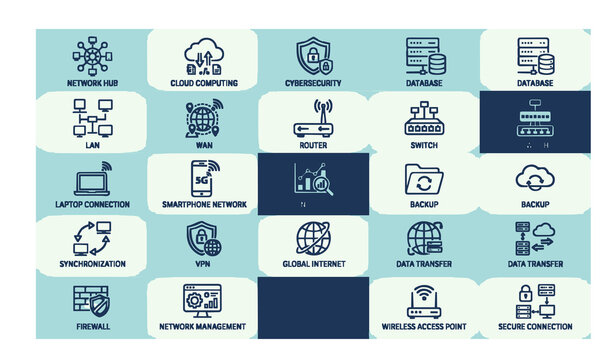 Untitled design - 3Minimal corporate network vector icon set with geometric background tiles