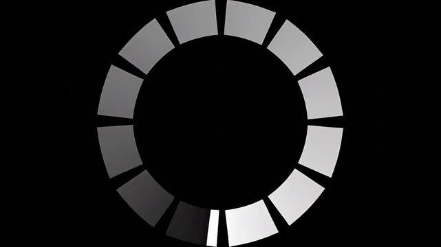Minimalist Circular Loading Spinner Animation with Rotating Block Segment Ring on Black Background