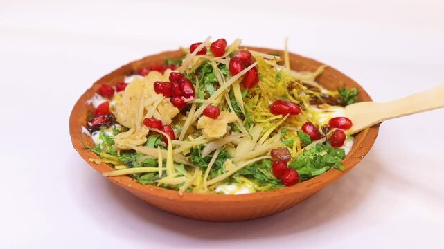 Indian Chaat Dahi Bhalle with Curd and Sweet Sauce