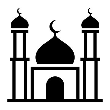 Islamic Mosque with Twin Minarets and Crescent Vector