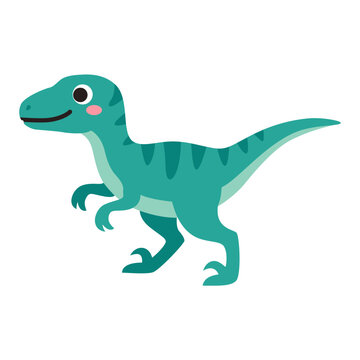 Cute Velociraptor Dinosaur Cartoon Vector Illustration