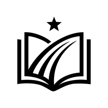 Open Book with Star Education Vector Icon