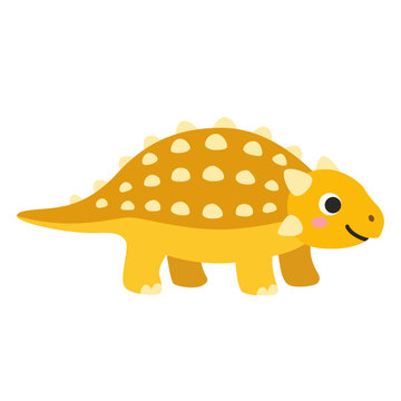 Cute Yellow Ankylosaurus Dinosaur Vector Illustration