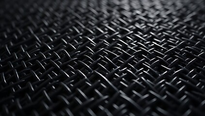 Fototapeta premium Close-up of a dark metal mesh texture with intricate woven pattern.