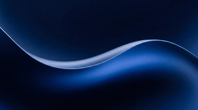 Abstract smooth wave pattern features flowing silk texture in deep blue tones creating elegant minimalist aesthetic for modern graphic design background projects.