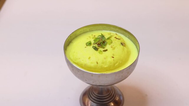 Ras malai an indian dessert garnished with dry fruits 