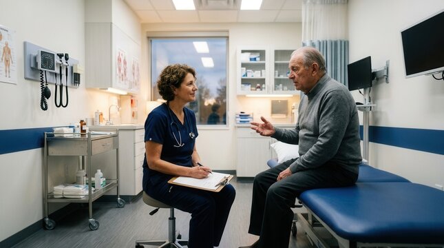 Doctor And Patient Discussing Health During Consultation In Clinic