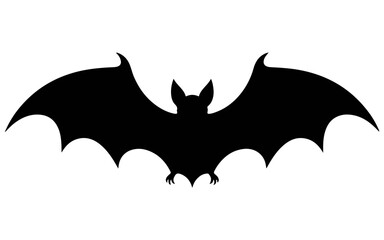 Fototapeta premium Black Vampire Bat Silhouette with Extended Wings, Halloween Vector