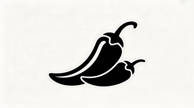 Black chili pepper icon on simple background