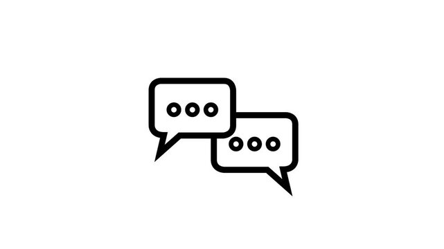 Double speech bubbles icon with three dots isolated on white background