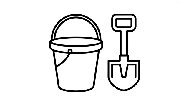 Beach bucket and shovel line art icon