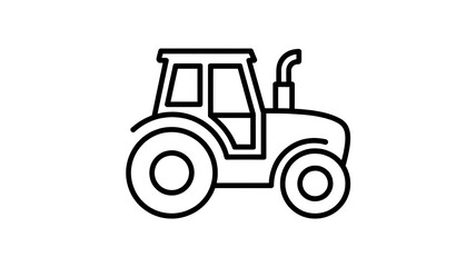 Naklejka premium Simple black outline icon of a farm tractor