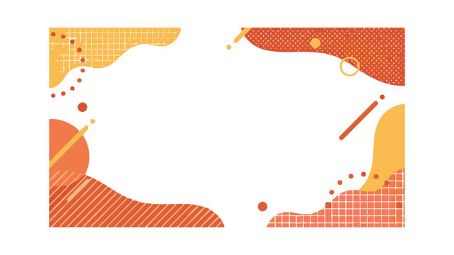 Abstract Orange and Yellow Geometric Border: A vibrant abstract border design featuring organic wavy shapes and geometric elements in warm shades of orange and yellow.