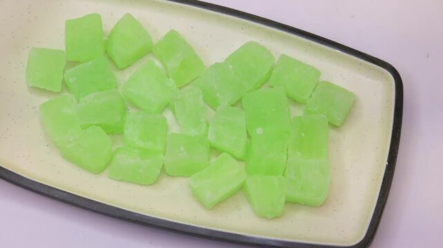 Petha is a translucent soft candy from the Indian subcontinent made from ash gourd or white pumpkin
